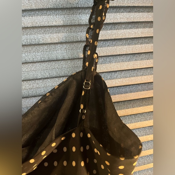 Urban outfitters polka-dot black mini dress, small ruffles, size medium. - Picture 8 of 11